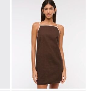 Linen-Blend Apron Mini Dress